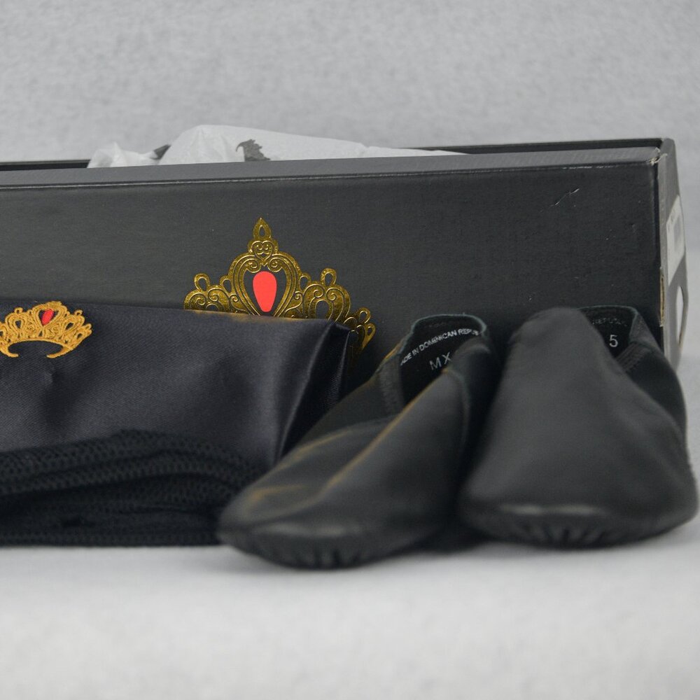 Mariia MX 16 Adult Black Leather Neoprene Jazz Shoes Ballet Size 5 Wide NEW